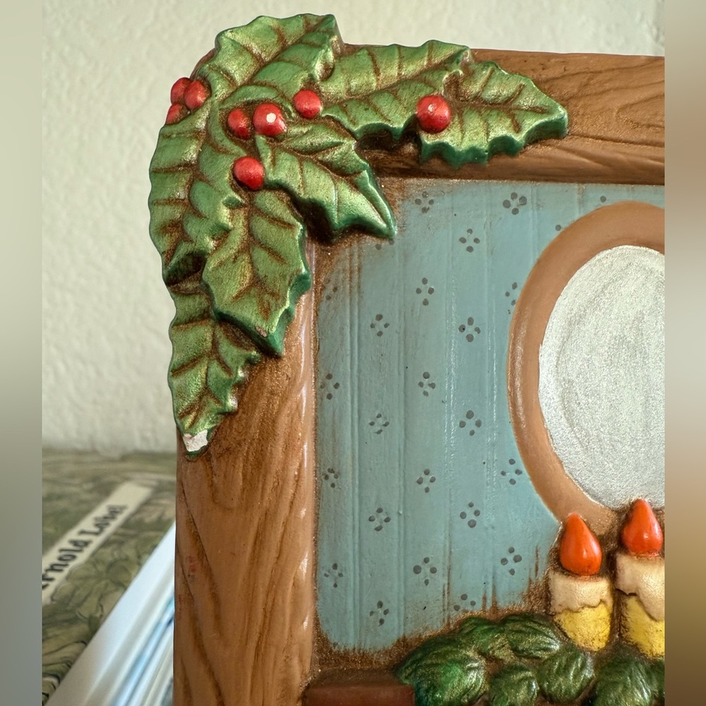 Vintage Festive Holiday Fireplace Ceramic Decor with Holly Accents - Picture 7 of 11